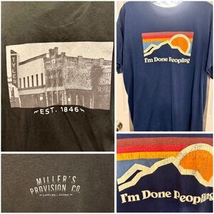 2 T shirt lot I’m Done Peopling funny Miller’s Provision Co Tyler Tx Graphic XL